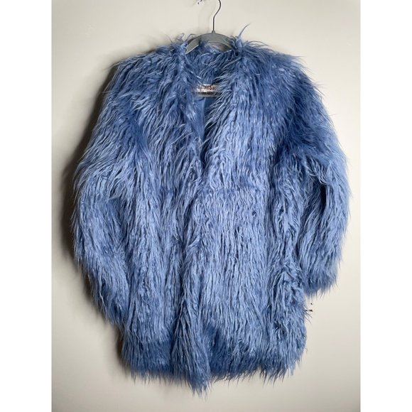 Free People Renata Fur Coat Jacket Oversized Taylor Swift Size XS NWT Blue Lined - Picture 5 of 7